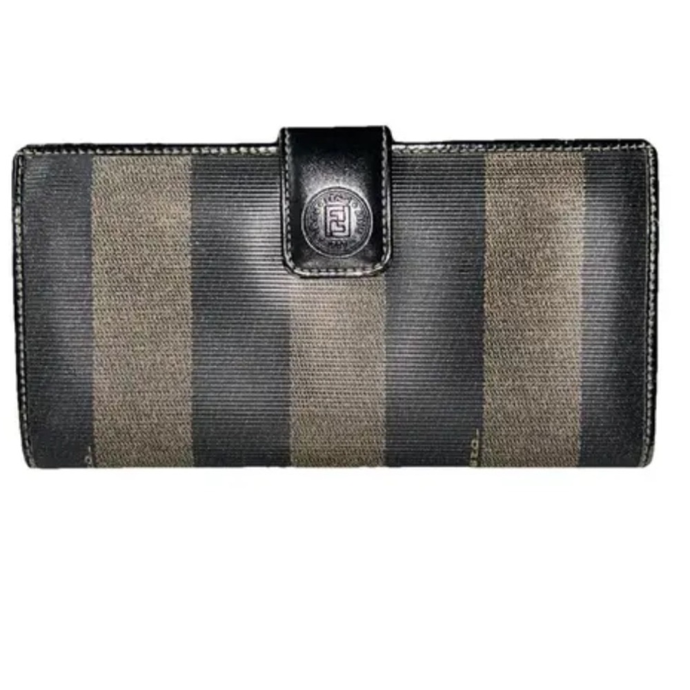 Fendi Black and Brown Striped Wallet